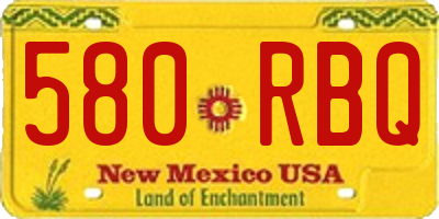 NM license plate 580RBQ