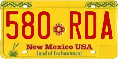 NM license plate 580RDA