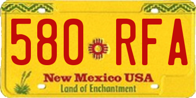 NM license plate 580RFA