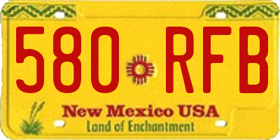 NM license plate 580RFB