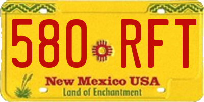 NM license plate 580RFT