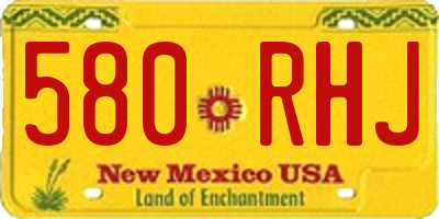 NM license plate 580RHJ