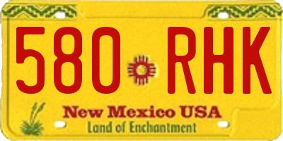 NM license plate 580RHK