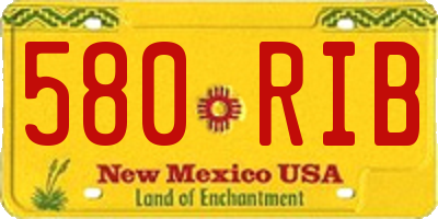 NM license plate 580RIB