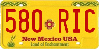 NM license plate 580RIC