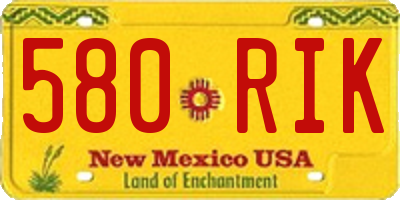 NM license plate 580RIK