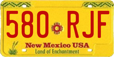 NM license plate 580RJF