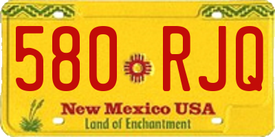 NM license plate 580RJQ