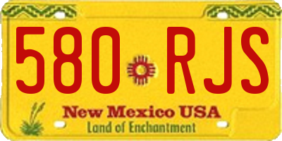 NM license plate 580RJS