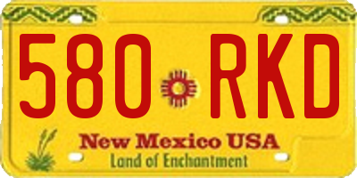 NM license plate 580RKD