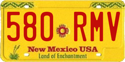 NM license plate 580RMV