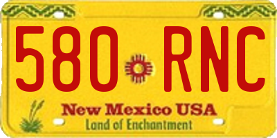 NM license plate 580RNC