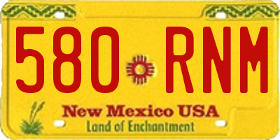 NM license plate 580RNM