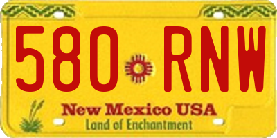 NM license plate 580RNW