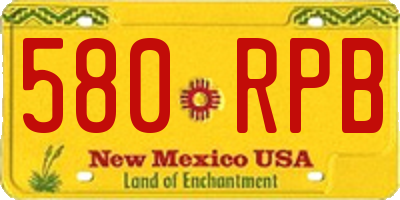 NM license plate 580RPB