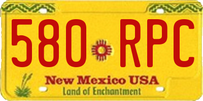 NM license plate 580RPC