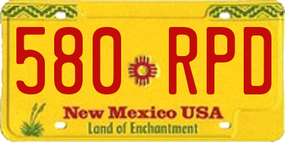 NM license plate 580RPD