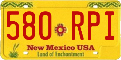 NM license plate 580RPI