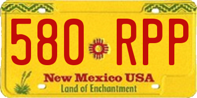 NM license plate 580RPP