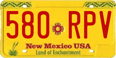 NM license plate 580RPV