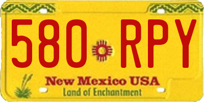 NM license plate 580RPY