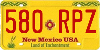 NM license plate 580RPZ