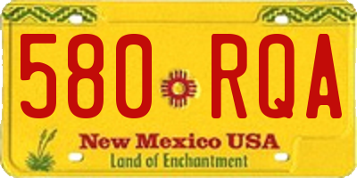 NM license plate 580RQA