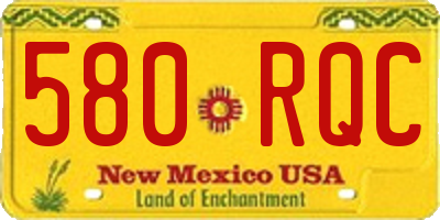 NM license plate 580RQC