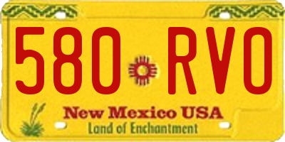 NM license plate 580RVO