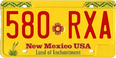 NM license plate 580RXA