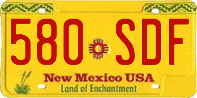 NM license plate 580SDF