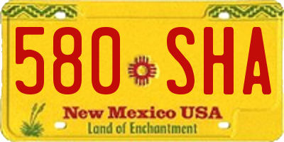 NM license plate 580SHA