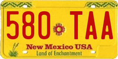 NM license plate 580TAA