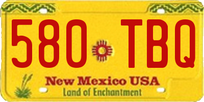 NM license plate 580TBQ