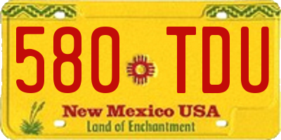 NM license plate 580TDU