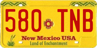NM license plate 580TNB
