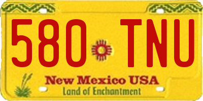 NM license plate 580TNU