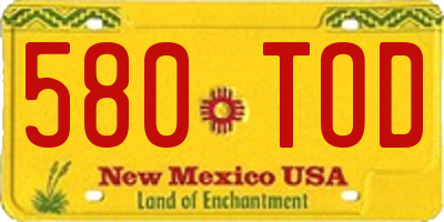 NM license plate 580TOD
