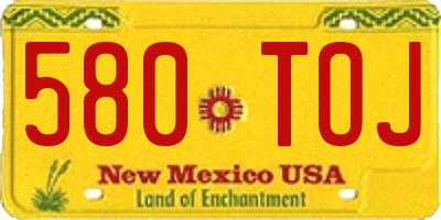 NM license plate 580TOJ