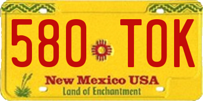 NM license plate 580TOK