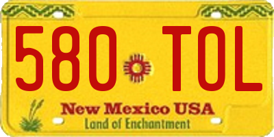 NM license plate 580TOL