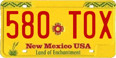 NM license plate 580TOX