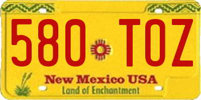 NM license plate 580TOZ