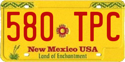 NM license plate 580TPC