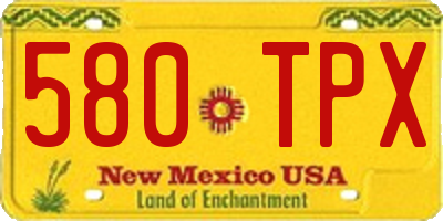 NM license plate 580TPX