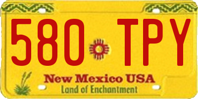 NM license plate 580TPY