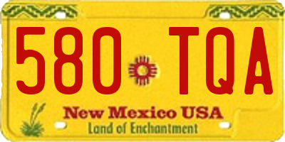 NM license plate 580TQA