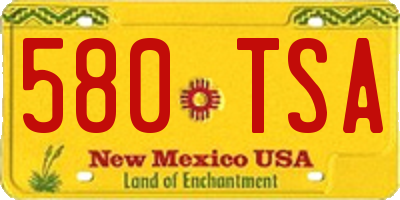 NM license plate 580TSA