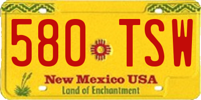 NM license plate 580TSW