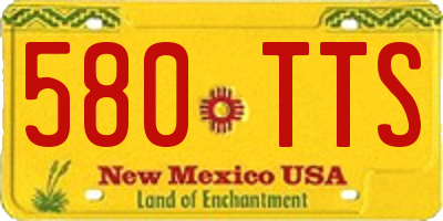 NM license plate 580TTS